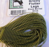 Grizzly Flytter Legs black barred olive Hareline